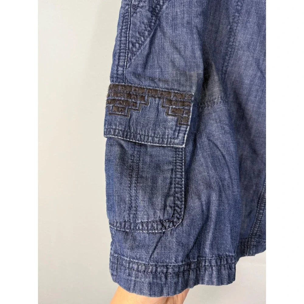 Sonoma Denim Cargo Skort Womens‎ 10 Blue Excellent Embroidered Utility Mini